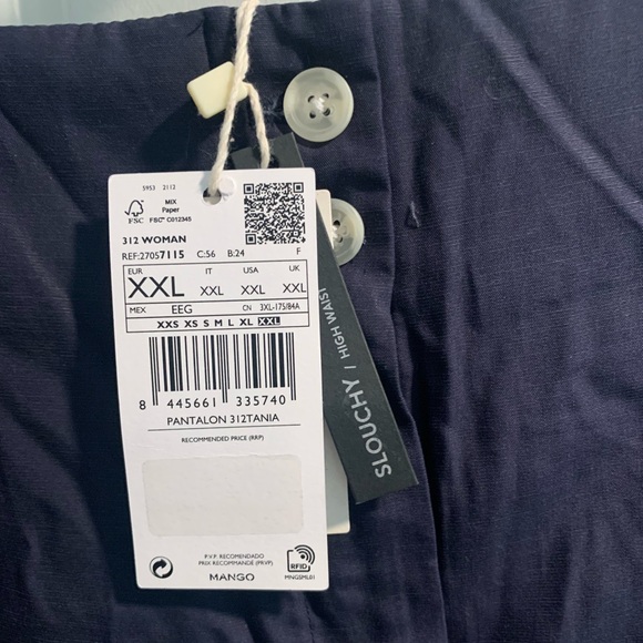 Mango Navy High-Waist Slouchy Pants - Picture 4 of 5